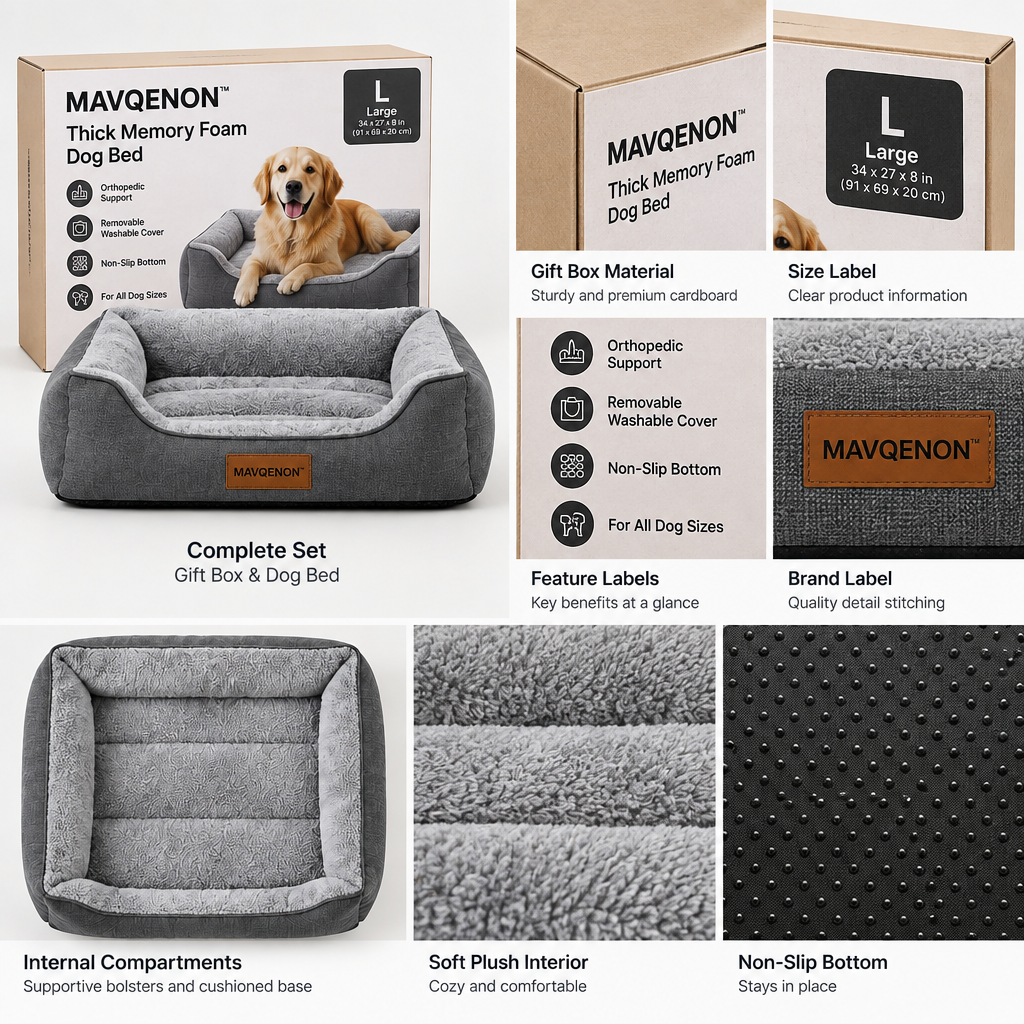 MAVQENON™ Thick Memory Foam Dog Bed image 6
