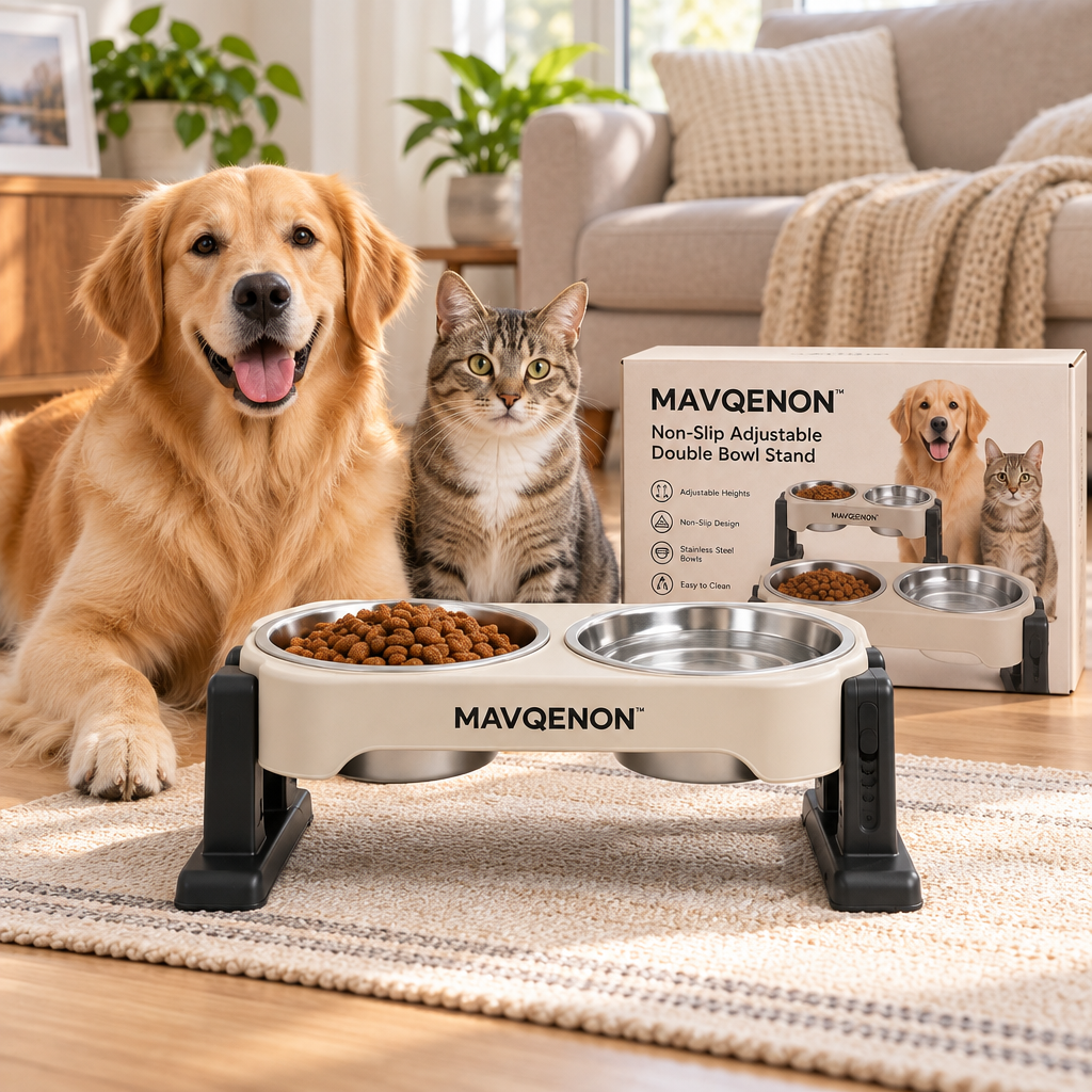 MAVQENON™ Non-Slip Adjustable Double Bowl Stand image 5
