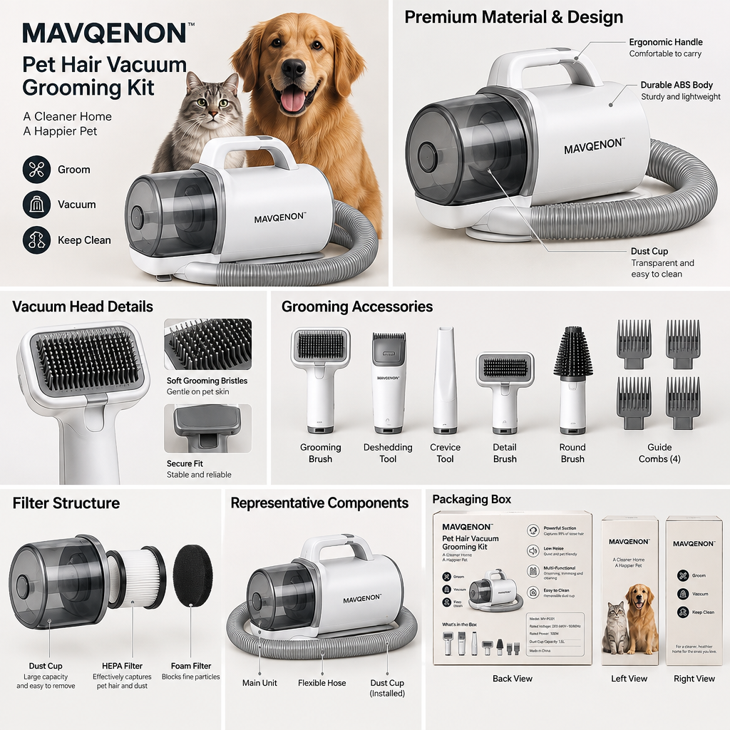 MAVQENON™ Pet Hair Vacuum Grooming Kit image 6
