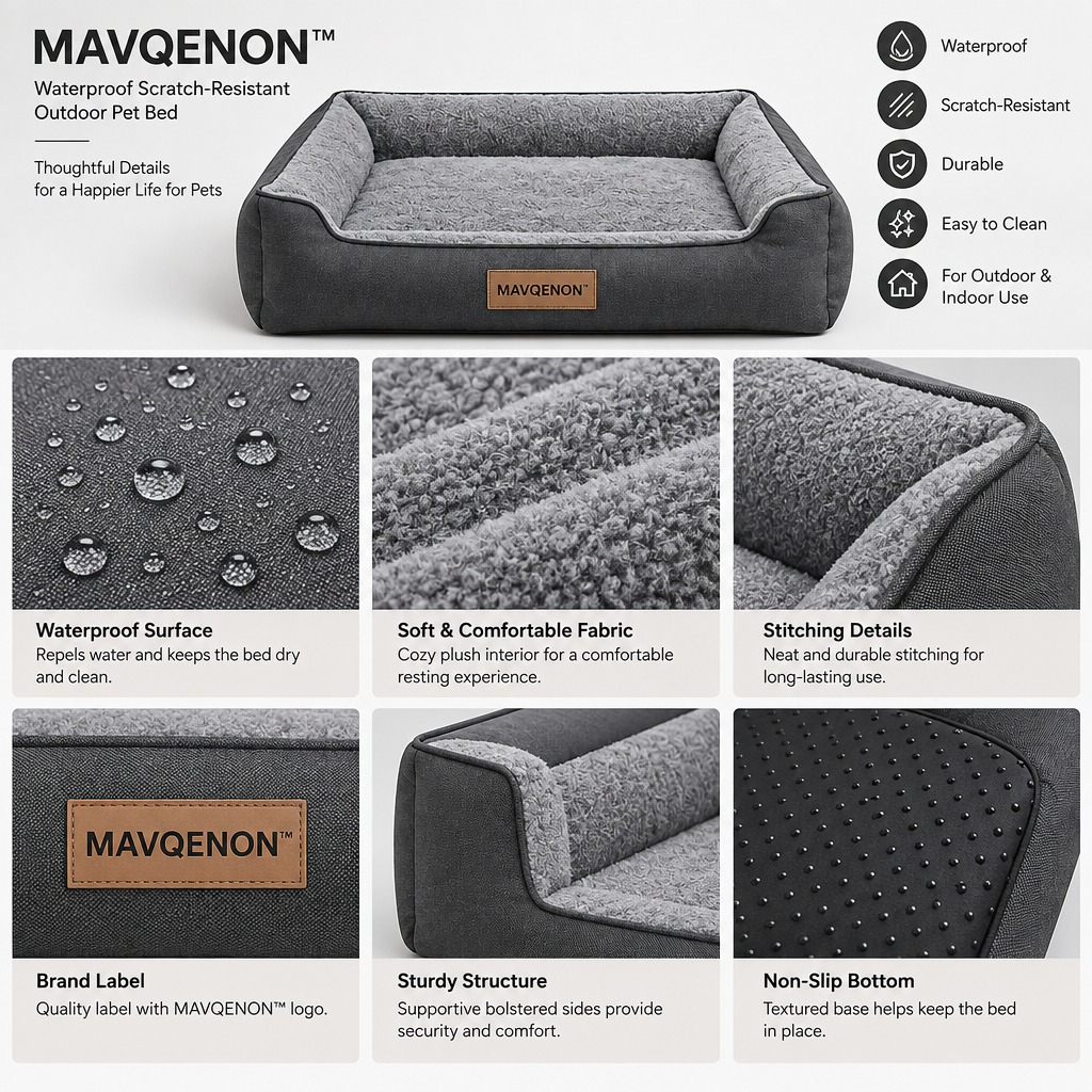 MAVQENON™ Waterproof Scratch-Resistant Outdoor Pet Bed image 6