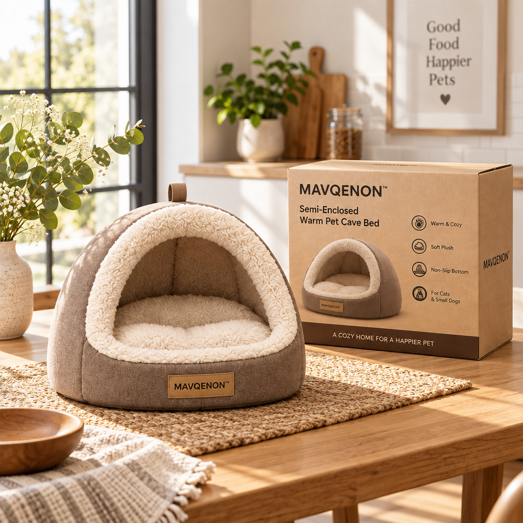 MAVQENON™ Semi-Enclosed Warm Pet Cave Bed image 2