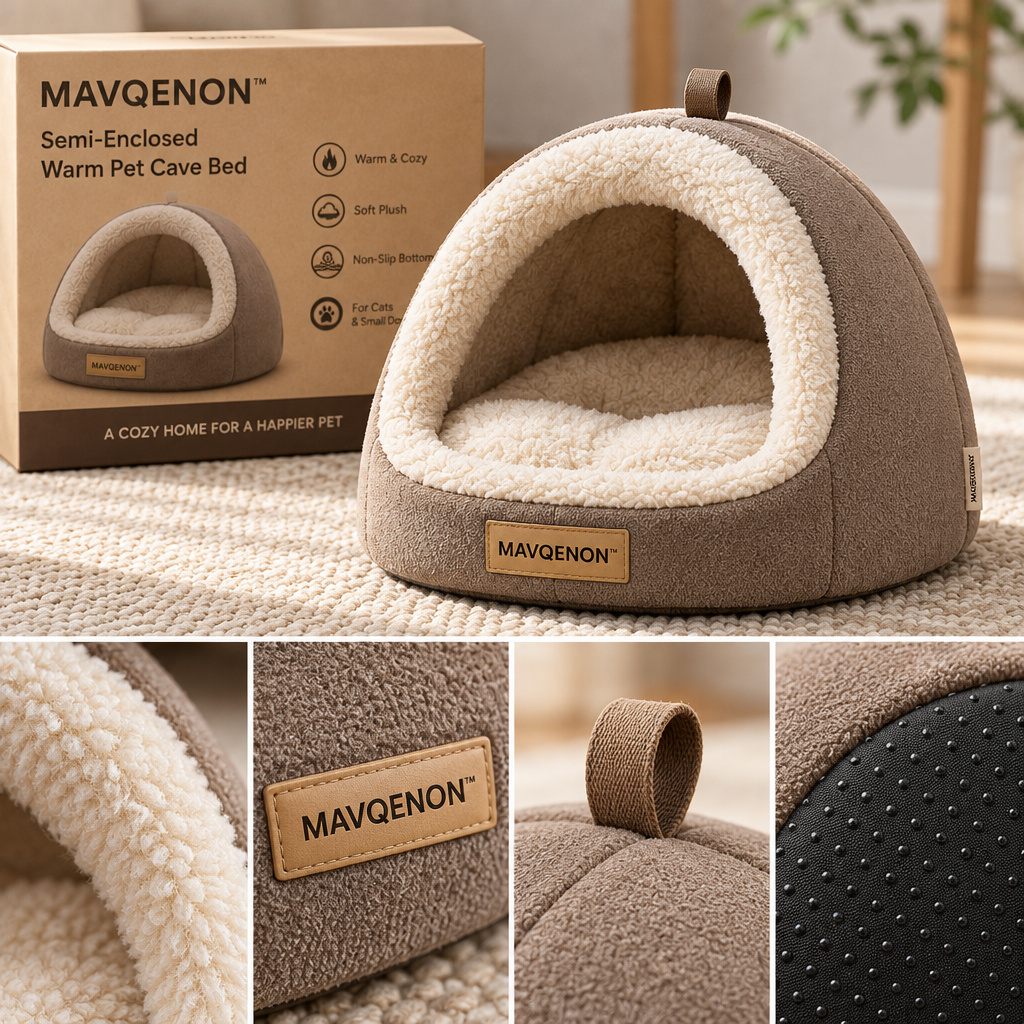 MAVQENON™ Semi-Enclosed Warm Pet Cave Bed image 3
