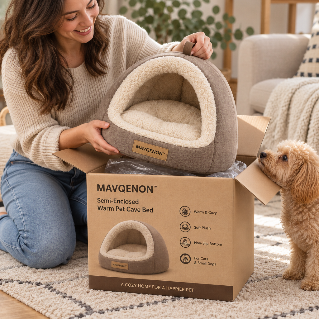 MAVQENON™ Semi-Enclosed Warm Pet Cave Bed image 4