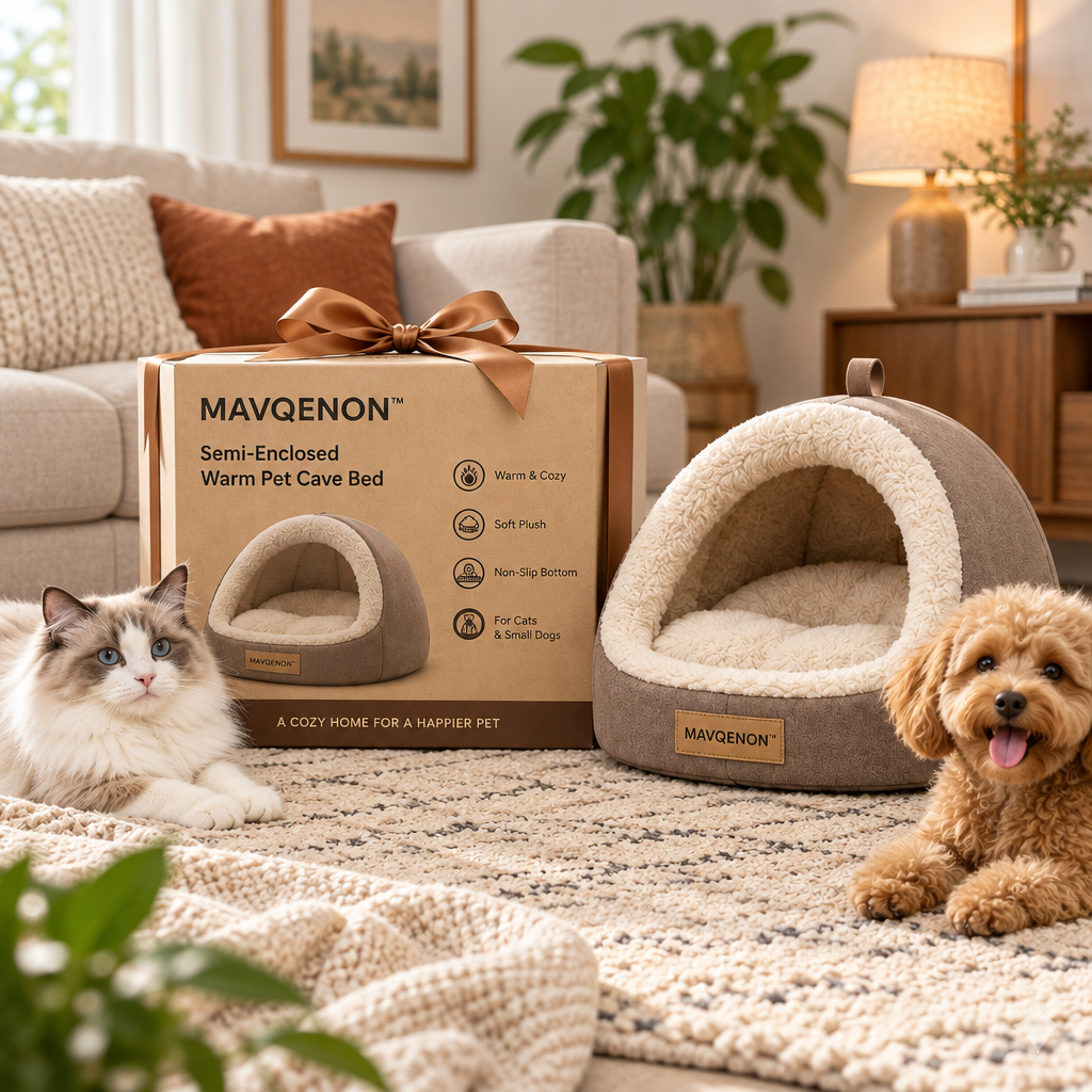 MAVQENON™ Semi-Enclosed Warm Pet Cave Bed image 5