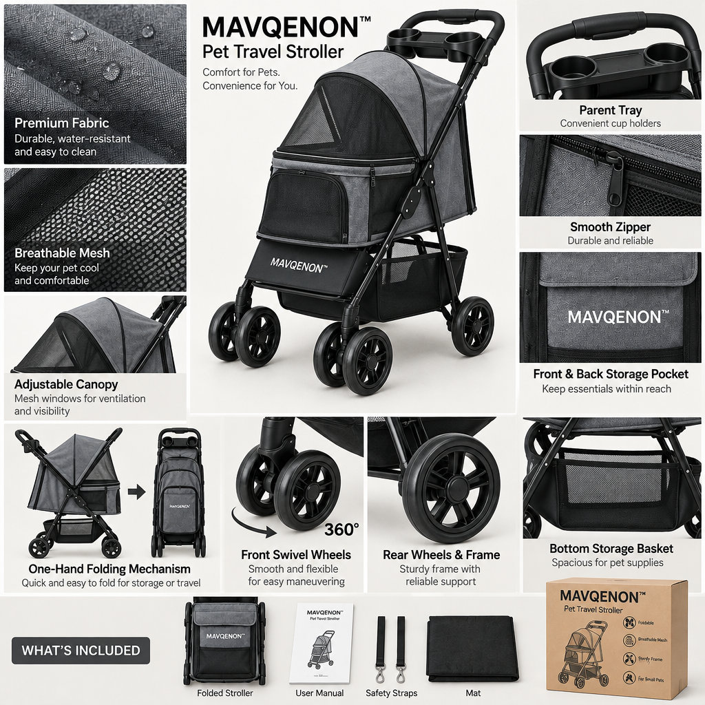 MAVQENON™ Foldable Pet Travel Stroller image 6