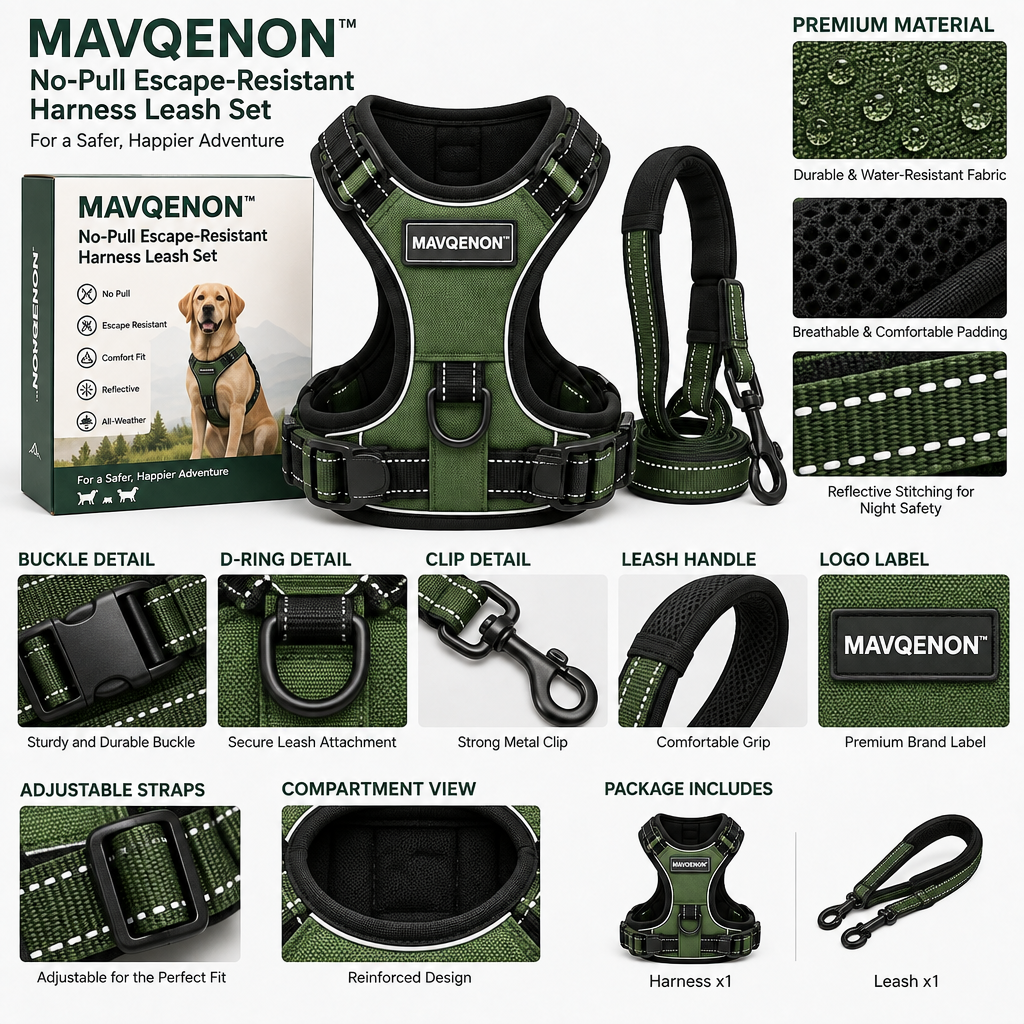 MAVQENON™ No-Pull Escape-Resistant Harness Leash Set image 5